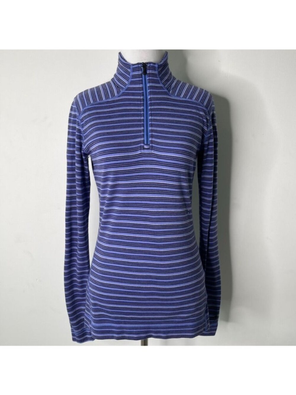 Smartwool Women's Merino 250 Base Layer 1/4 Zip Top Size M Purple Striped